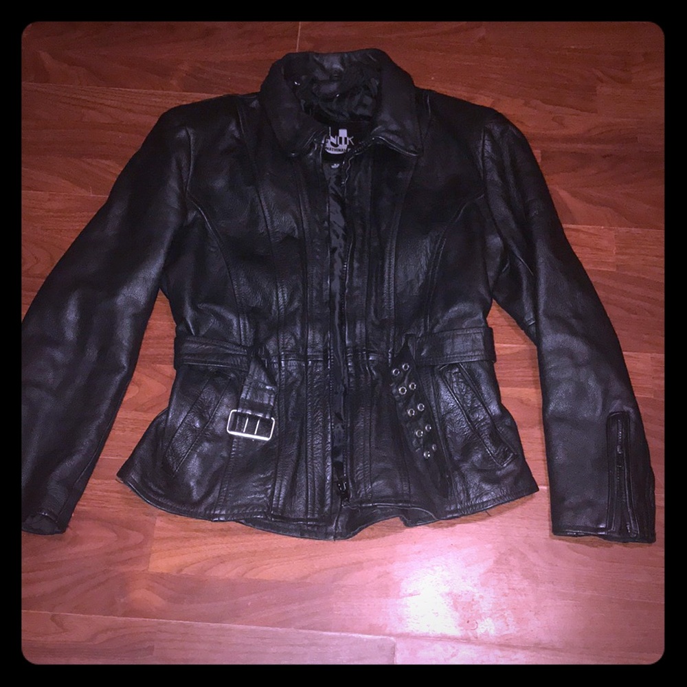 Men 100% Black Leather Jacket w/ removable lining